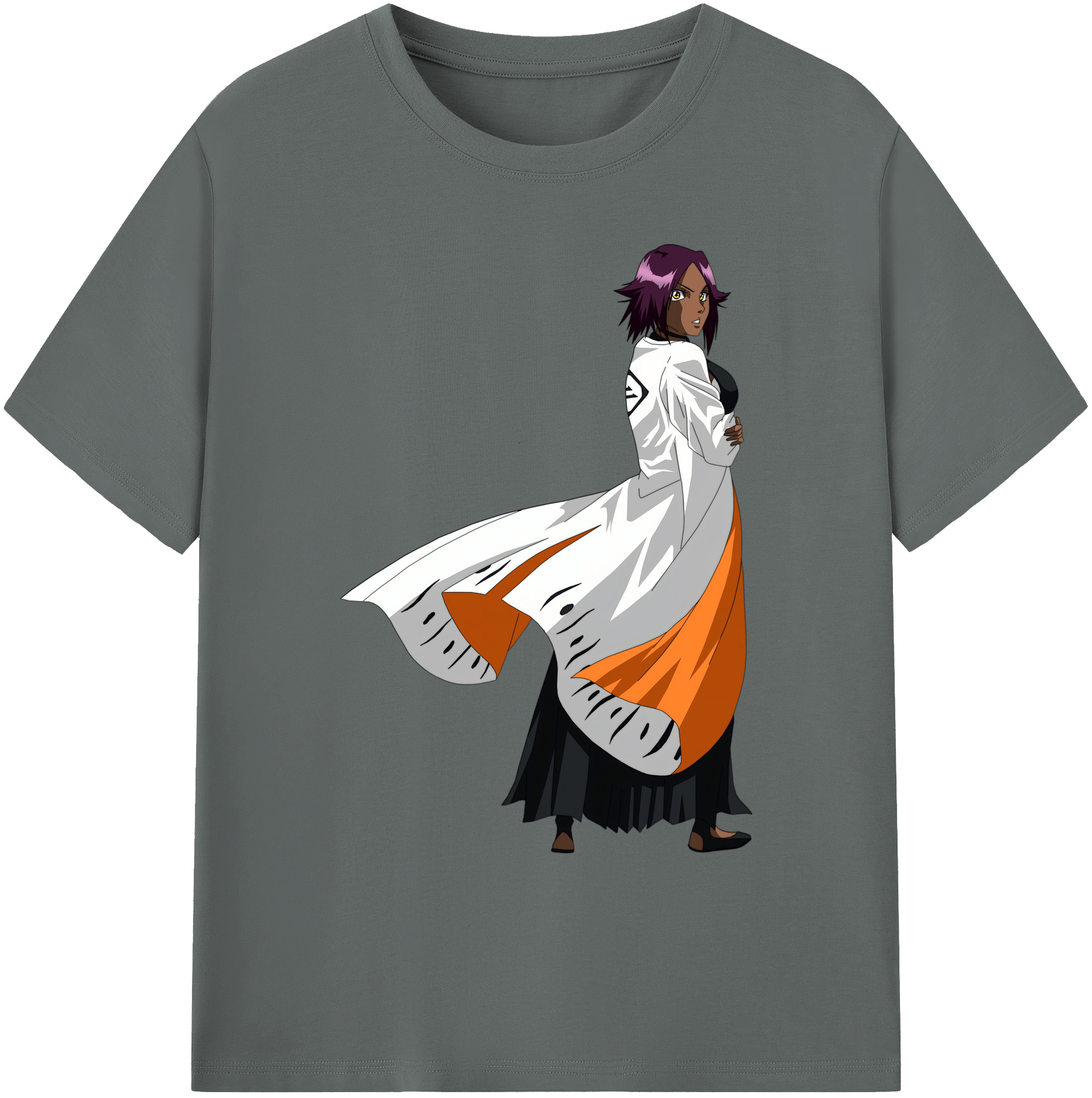 （画像用） ブリーチ 四楓院 夜一（しほういん よるいち） BLEACH Shihouin Yoruichi 綿100％ メンズ半袖Tシャツ｜肌触りやわらか＆通気性